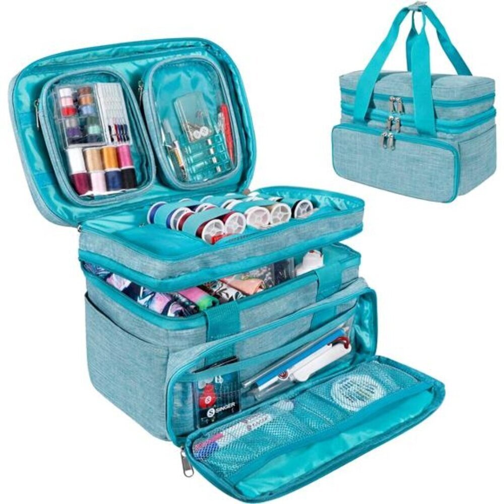 Portable Sewing Organizer Bag  Double Layer Storage